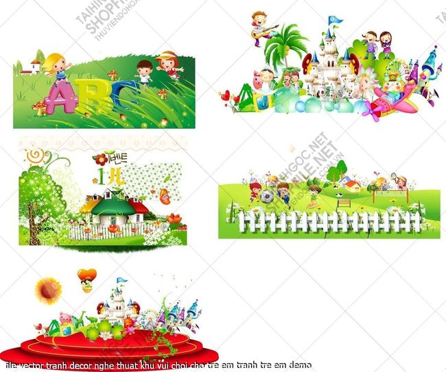 file vector tranh decor nghe thuat khu vui choi cho tre em tranh tre em